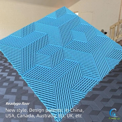 Blue Flexible Garage Floor Tiles 3D Interlocking Garage Floor Mats